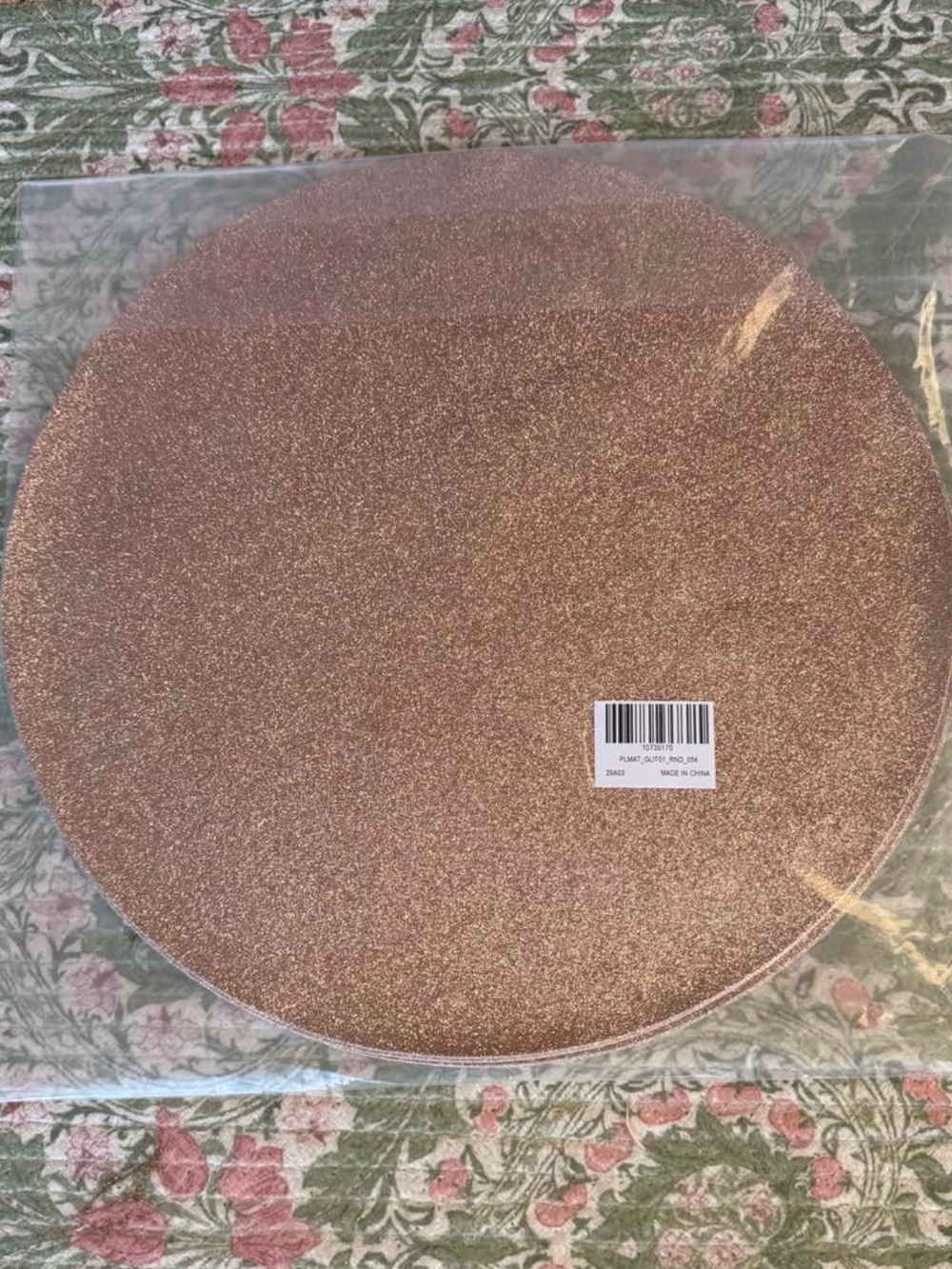 NWT Round Rose Gold Glitter Placemats TOTAL OF 12